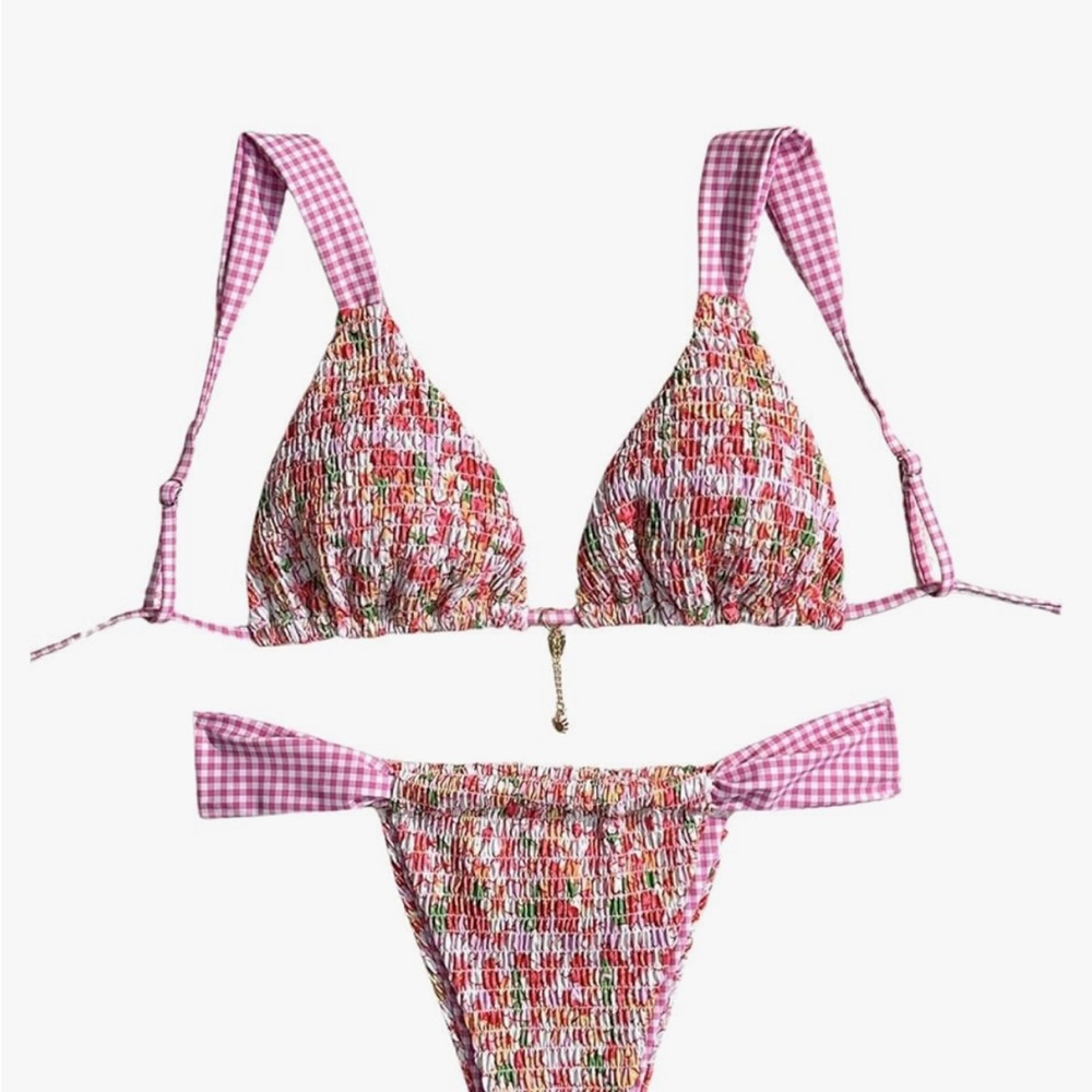 Boho Floral Pink Bikini Set size M NWOT